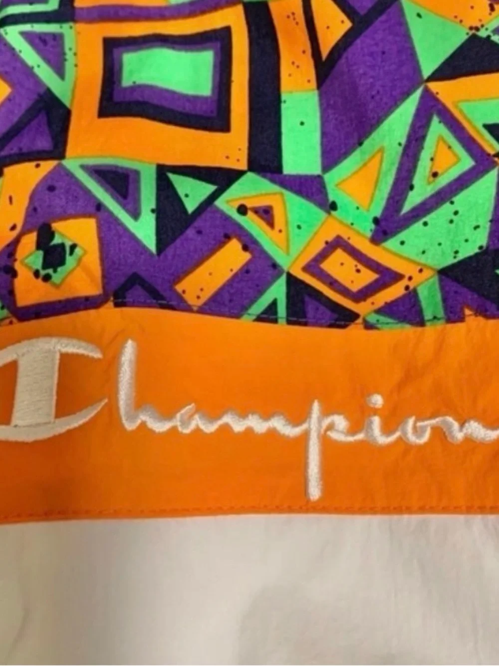 Champion White Track Pants with Geo Print Accents - Picture 3 of 4